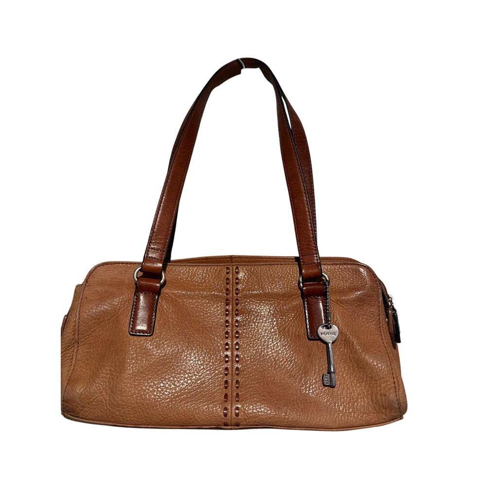 Fossil Tan Leather Top-Handle Crossbody Bag